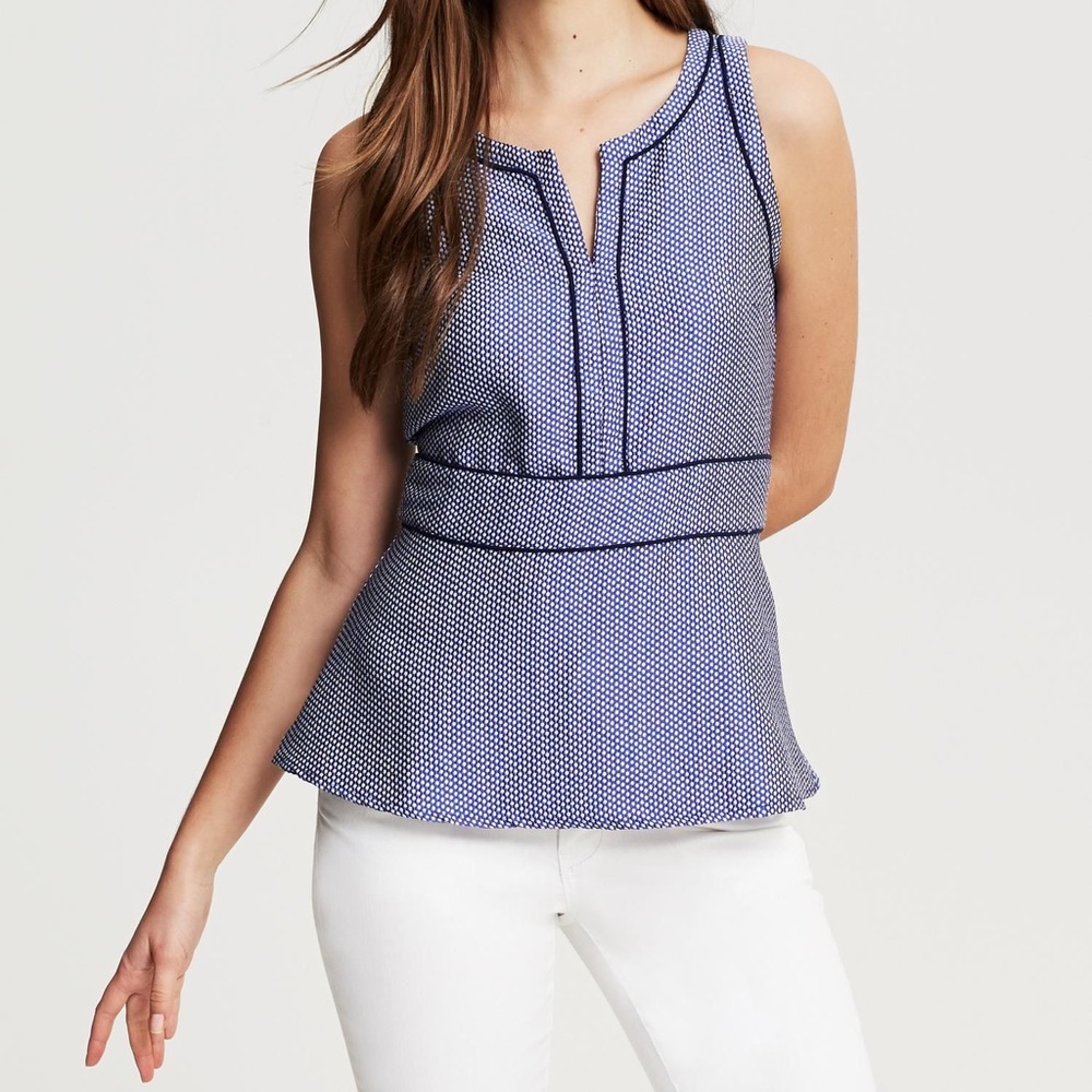 Banana Republic textured Riviera Blue peplum top